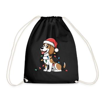 Beagle Christmas Lights Xmas Dogs Gifts for Women - Turnbeutel - Schwarz - Vorne