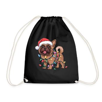 Bruxelles Griffon Noël Lumières Noël Chiens Cadeaux - Sac de sport léger - noir - Devant