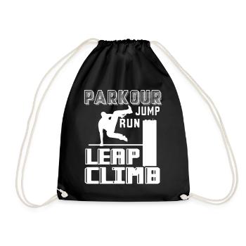Parkour Jump Run Leap Climb - Drawstring Bag - black - Front