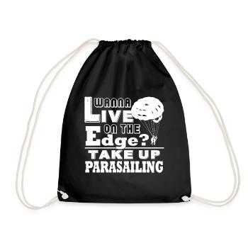 Wanna Live On The Edge Take Up Parasailing - Drawstring Bag - black - Front