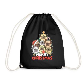 Pug Christmas Tree Merry Christmas - Drawstring Bag - black - Front
