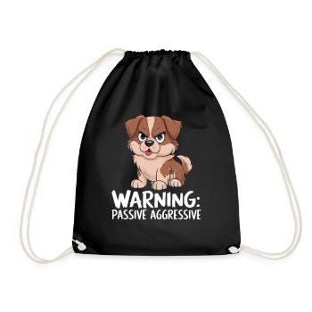 Warning: Passive Aggressive Dogs Cartoon - Drawstring Bag - black - Front