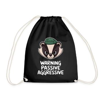 Attention blaireau passif agressif avec casquette - Sac de sport léger - noir - Devant