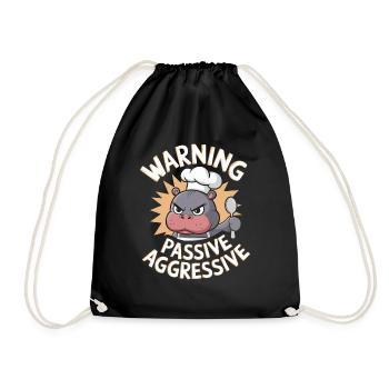 Warning Passive Aggressive Cook Hippopotamus - Drawstring Bag - black - Front