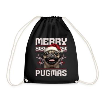 Merry Pugmas Mops Ugly Christmas Outfit - Turnbeutel - Schwarz - Vorne