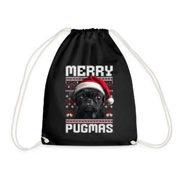 Funny Pug Ugly Christmas Merry Pugmas Look - Drawstring Bag - black - Front