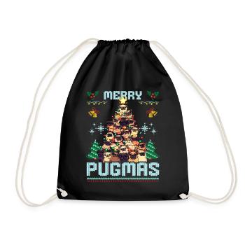 Christmas Pug Ugly Christmas Merry Pugmas - Drawstring Bag - black - Front