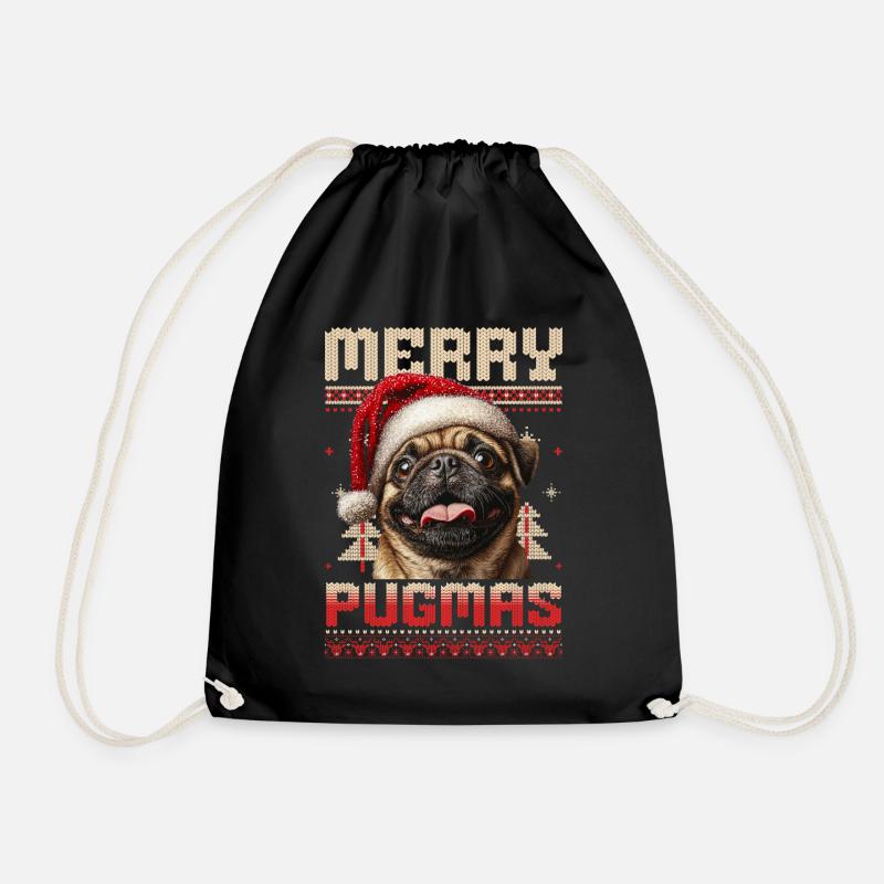 Ugly Christmas Merry Pugmas Mops Partnerlook - Turnbeutel - Schwarz