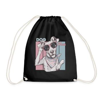 Retro Dog Mom Loving Dog Mom Desisig - Drawstring Bag - black - Front