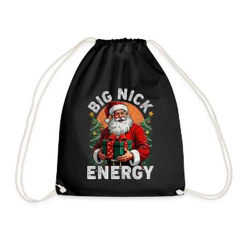 Big Nick Energy Lustiger Weihnachtsmann Weihnachte - Turnbeutel - Schwarz - Vorne