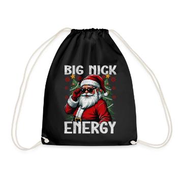 Big Nick Energy Lustiger Weihnachtsmann Weihnachte - Turnbeutel - Schwarz - Vorne