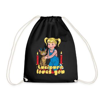Lucipurr Loves You Candles Cat - Drawstring Bag - black - Front