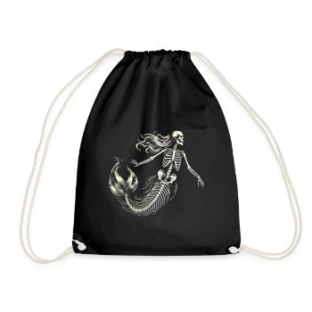 Skeleton Mermaid Mystical Fantasy Art - Drawstring Bag - black - Front