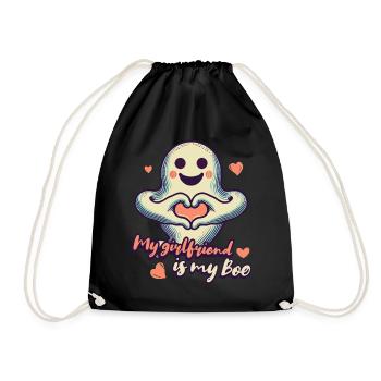 My girlfriend is my boo ghost love - Drawstring Bag - black - Front