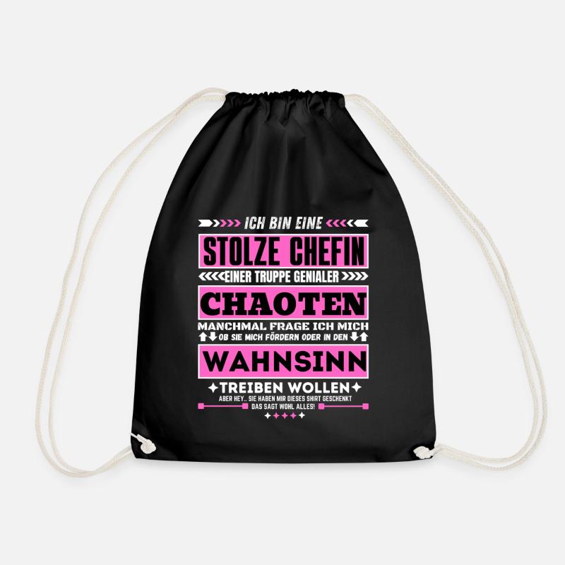 stolze Chefin einer truppe genialer Chaoten - Turnbeutel - Schwarz