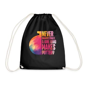 Pottery Ceramics Artist Watercolor - Drawstring Bag - black - Front