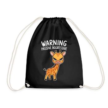 Vorsicht Passiv Aggressive Giraffe Cartoon - Turnbeutel - Schwarz - Vorne
