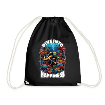 Scuba Diving Dive Into Happiness Loves Free Diving - Turnbeutel - Schwarz - Vorne