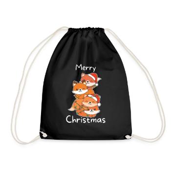 Fox Christmas Tree Christmas Animals Foxes - Drawstring Bag - black - Front