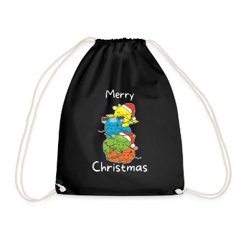 Dragon Christmas Tree Christmas Animals Dragon - Drawstring Bag - black - Front