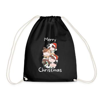 Kuh Weihnachtsbaum Weihnachts Tiere Kühe - Turnbeutel - Schwarz - Vorne