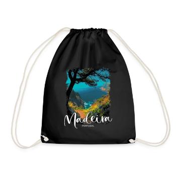 Madeira Island Portugal Vacation Souvenir Tours - Drawstring Bag - black - Front