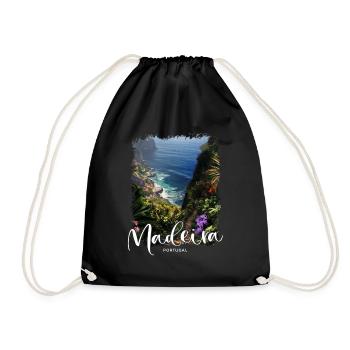 Madeira Island Portugal Vacation Souvenir Tours - Drawstring Bag - black - Front