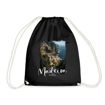Madeira Island Portugal Vacation Souvenir Tours - Drawstring Bag - black - Front