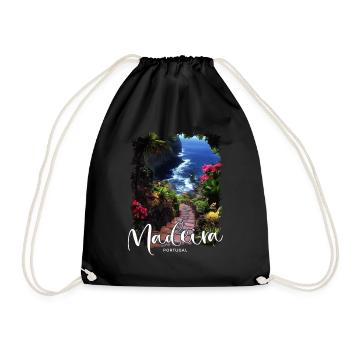 Madeira Island Portugal Vacation Souvenir Tours - Drawstring Bag - black - Front