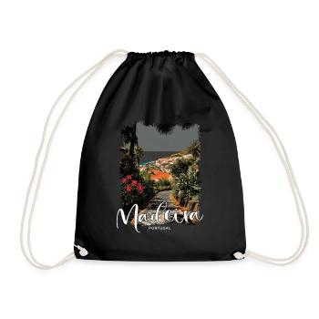 Madeira Island Portugal Vacation Souvenir Tours - Drawstring Bag - black - Front