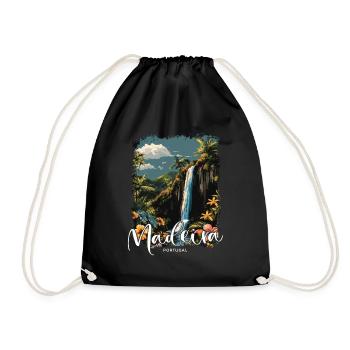 Madeira Island Portugal Vacation Souvenir Tours - Drawstring Bag - black - Front