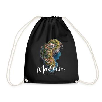 Madeira Island Portugal Vacation Souvenir Tours - Drawstring Bag - black - Front