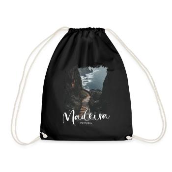 Madeira Island Portugal Vacation Souvenir Tours - Drawstring Bag - black - Front