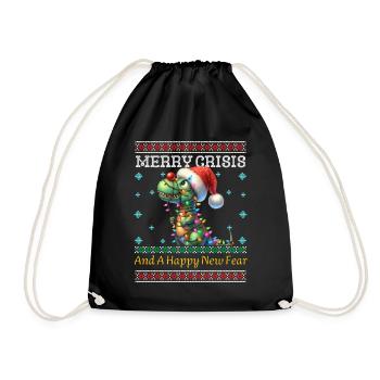 Dino Rudolph Merry Crisis Weihnachten Ugly - Turnbeutel - Schwarz - Vorne