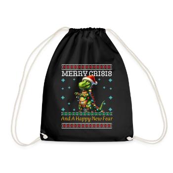 Merry Crisis Weihnachten Dino Ugly Christmas - Turnbeutel - Schwarz - Vorne