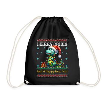 Dino Weihnachten Joyeux Crise Noël laid - Sac de sport léger - noir - Devant