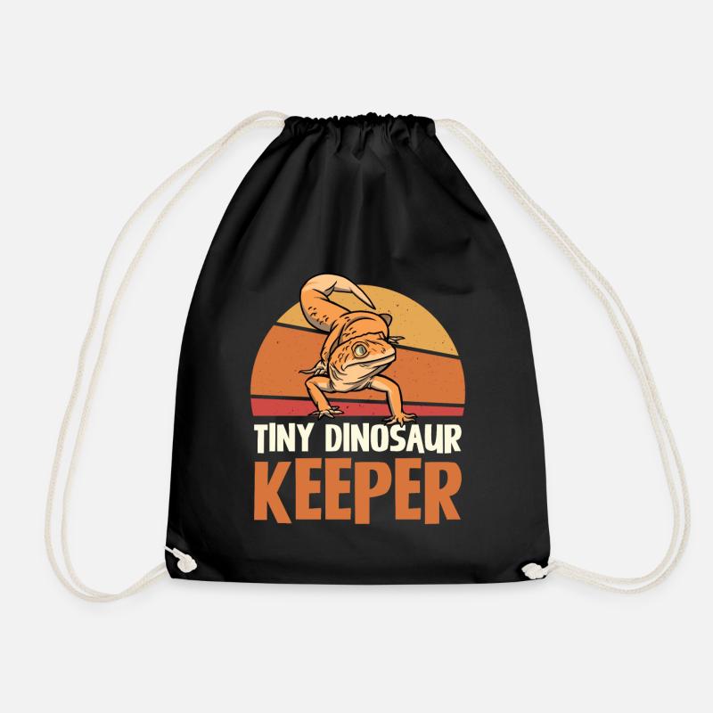 Tiny Dinosaur Keeper Retro Style - Turnbeutel - Schwarz