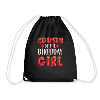 Cousin Of The Birthday Girl Strawberry First Bday - Drawstring Bag - black - Front