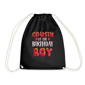 Cousin Of The Birthday Boy Strawberry First Bday - Drawstring Bag - black - Front