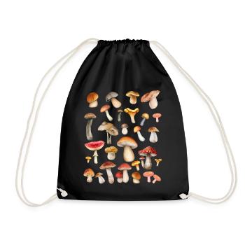 Champignons - T-shirt pour la cueillette de champignons - Sac de sport léger - noir - Devant