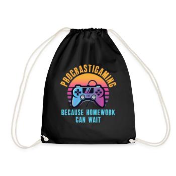 Gamer Procrastigame Devoirs Jeux - Sac de sport léger - noir - Devant