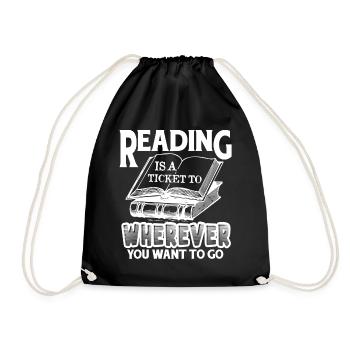 Reading Is Ticket To Wherever You Want To Go - Drawstring Bag - black - Front