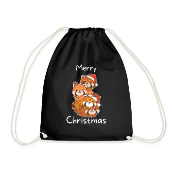 Roter Panda Weihnachtsbaum Weihnachts Tiere - Turnbeutel - Schwarz - Vorne