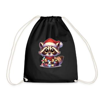 Chapeau de Noël Fées de Noël Raton laveur - Sac de sport léger - noir - Devant