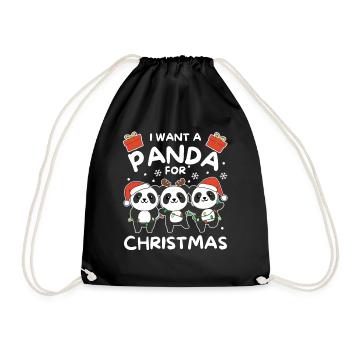 Je veux un panda pour Noël mignons pandas - Sac de sport léger - noir - Devant