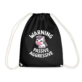 Achtung Passiv Aggressives Einhorn Cartoon - Turnbeutel - Schwarz - Vorne
