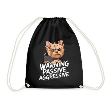 Warning, Passive, Aggressive, Funny, Yorkshire - Drawstring Bag - black - Front
