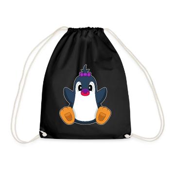 Penguin Baby Pacifier - Drawstring Bag - black - Front