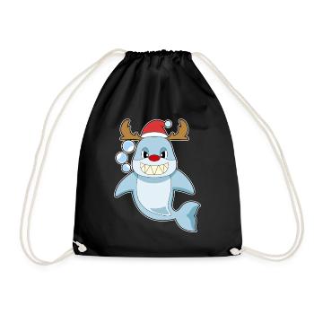 Shark Christmas Reindeer - Drawstring Bag - black - Front