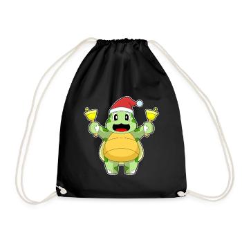 Schildkröte Weihnachten Weihnachtsglocken - Turnbeutel - Schwarz - Vorne